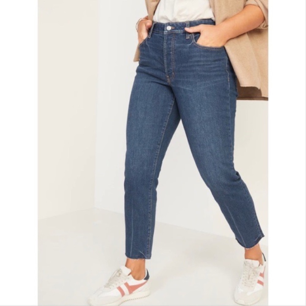 NEW Old Navy O.G. Straight High Rise Cut Off Jeans Lagos Wash Plus Size 24